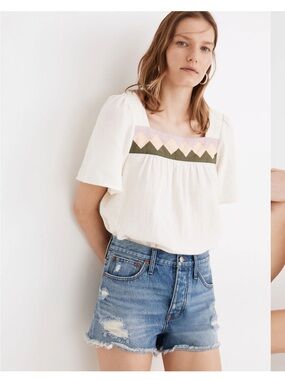 Madewell Relaxed Denim Shorts in Homecrest Wash: Ripped Edition, EUC!